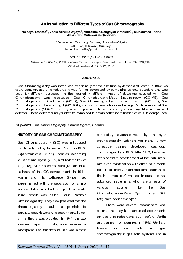 (PDF) An Introduction to Different Types of Gas Chromatography