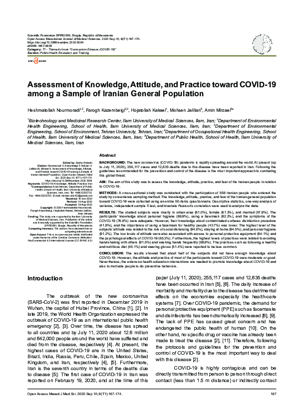 (PDF) Assessment of Knowledge, Attitude, and Practice toward COVID-19 ...