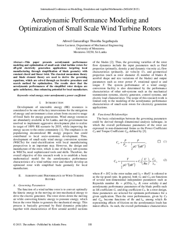 (PDF) Aerodynamic Performance Modeling and Optimization of Small Scale ...