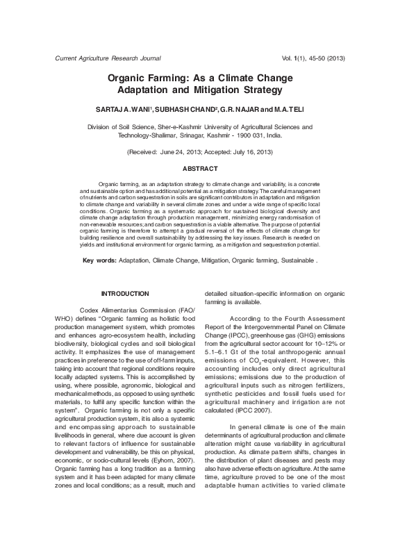 (PDF) Organic Farming: As a Climate Change Adaptation and Mitigation ...