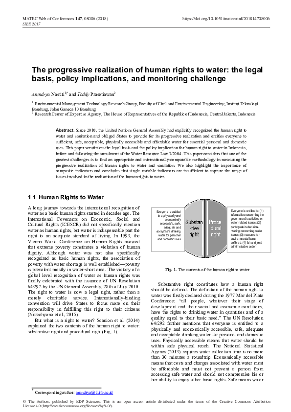 (PDF) The progressive realization of human rights to water: the legal ...