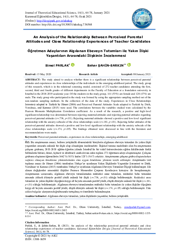 (PDF) An Analysis of the Relationship Between Perceived Parental ...