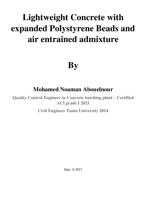 (PDF) Lightweight Concrete with expanded Polystyrene Beads and air ...