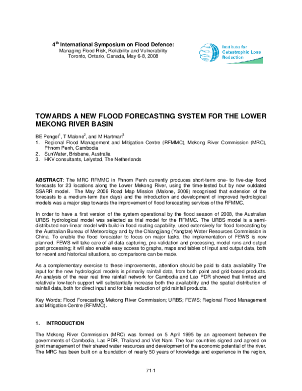 (PDF) Towards a New Flood Forecasting System for the Lower Mekong River ...