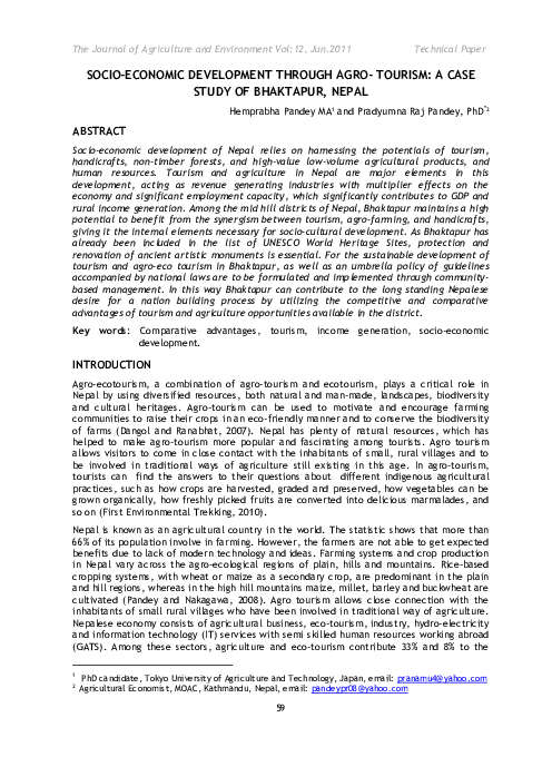 (PDF) Socio-Economic Development Through Agro-Tourism: A Case Study of ...