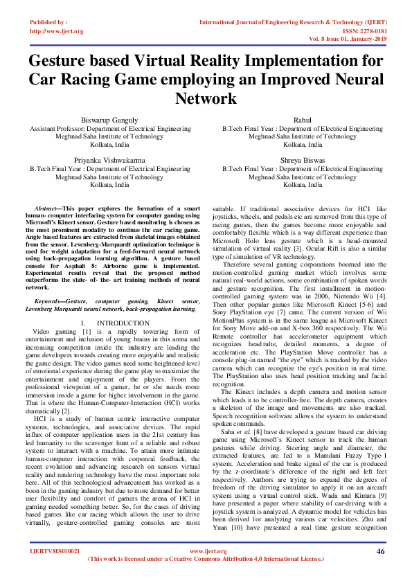 (PDF) Gesture based Virtual Reality Implementation for Car Racing Game ...