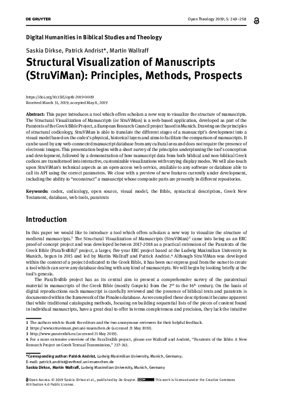 (PDF) Structural Visualization of Manuscripts (StruViMan): Principles ...