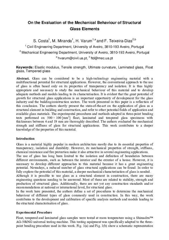 (PDF) On the evaluation of the mechanical behaviour of structural glass ...