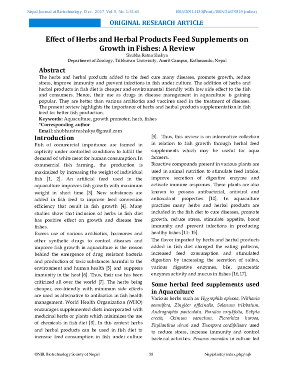 (PDF) Effect of Herbs and Herbal Products Feed Supplements on Growth in ...