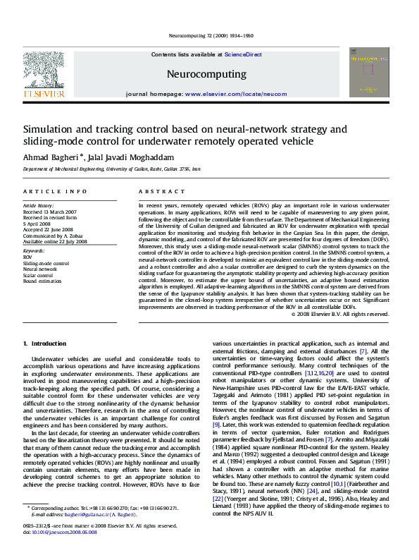 (PDF) Simulation and tracking control based on neural-network strategy ...