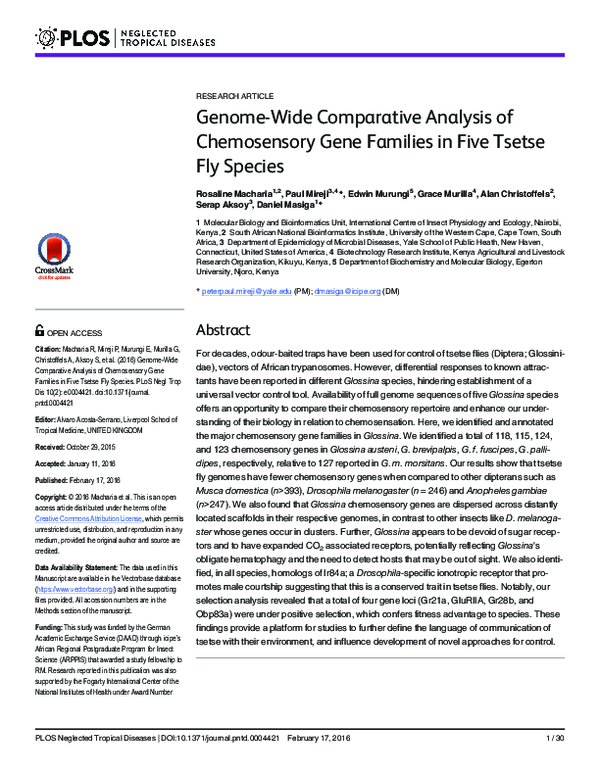(PDF) Genome-Wide Comparative Analysis of Chemosensory Gene Families in ...