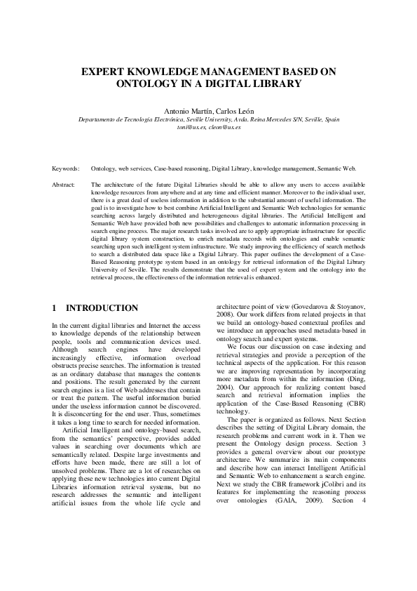 (PDF) Expert knowledge management based on ontology in a digital library