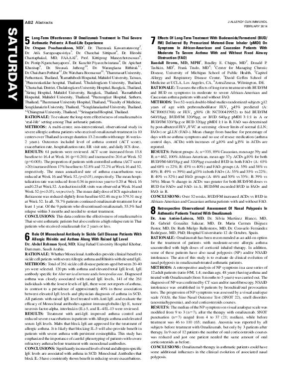 (PDF) Long-Term Effectiveness Of Omalizumab Treatment In Thai Severe ...