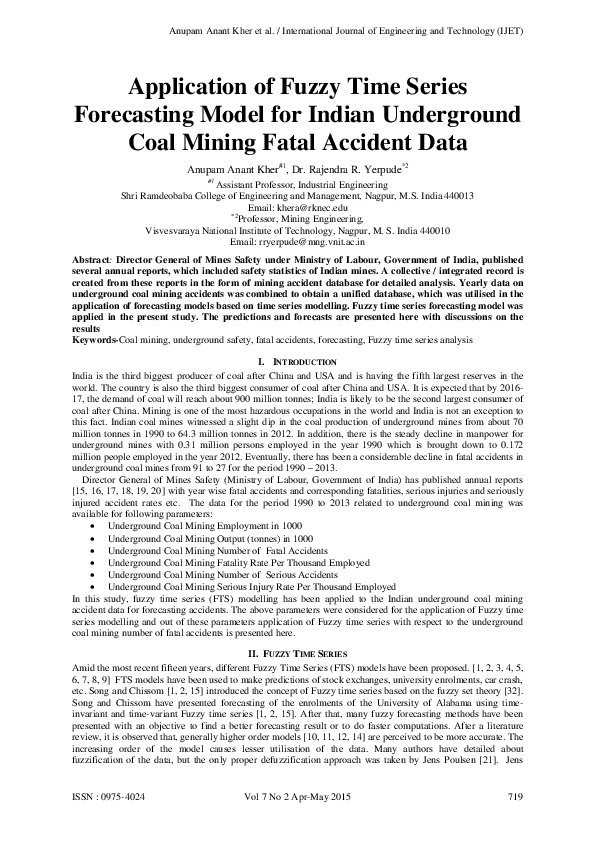(PDF) Application of fuzzy time series forecasting model for Indian ...