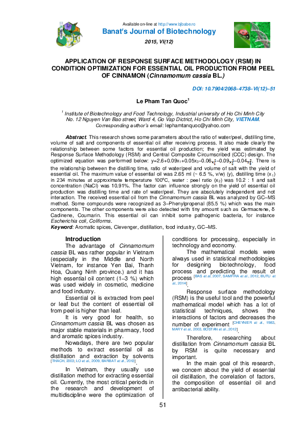 (PDF) Application of response surface methodology (RSM) for ...