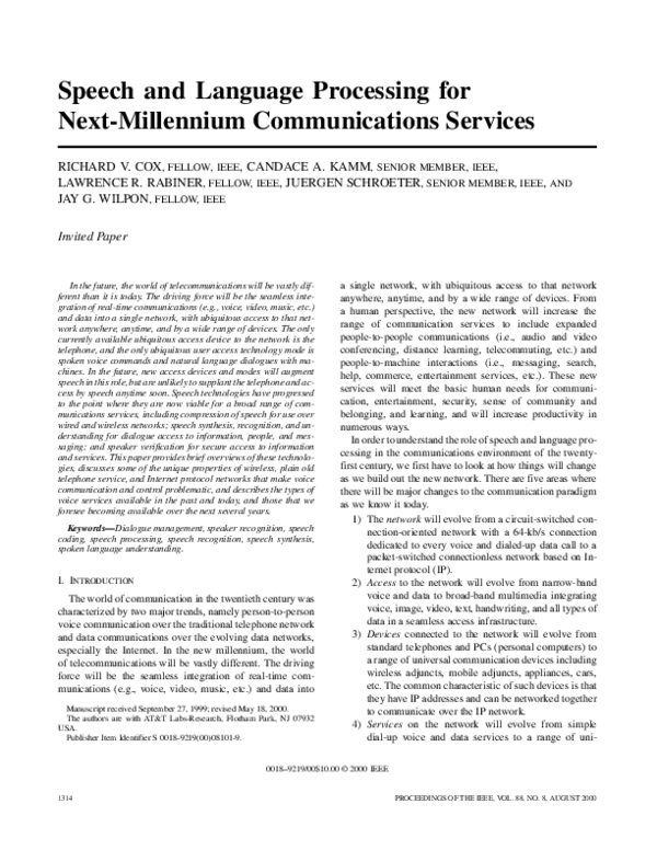 (PDF) Speech and Language Processing for Next-Millennium Communications ...