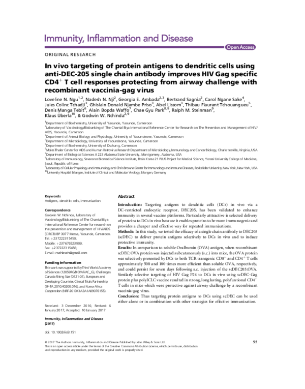 (PDF) In vivo targeting of protein antigens to dendritic cells using ...