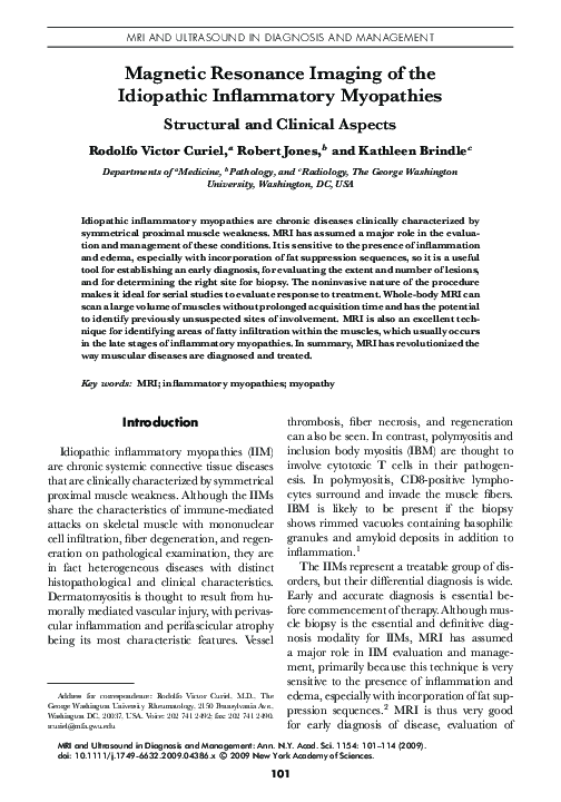 (PDF) Magnetic Resonance Imaging of the Idiopathic Inflammatory Myopathies