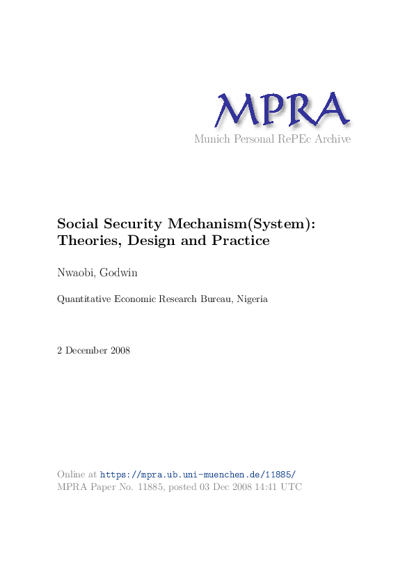 (PDF) Social Security Mechanisms: Theories, Design and Practice