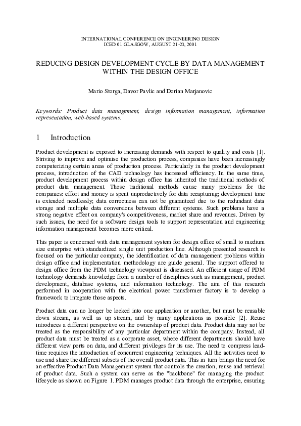 (PDF) Reducing design development cycle by data management within the ...