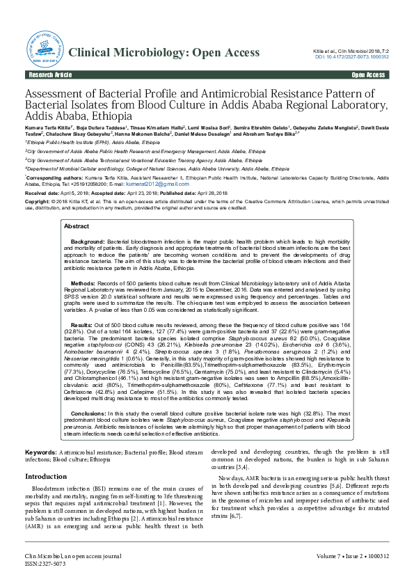 (PDF) Assessment of Bacterial Profile and Antimicrobial Resistance ...