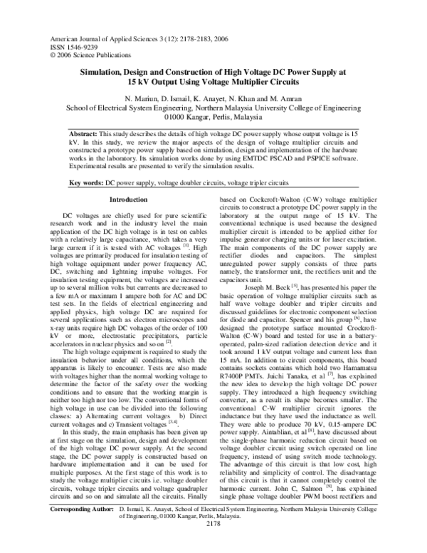 (PDF) Simulation, Design and Construction of High Voltage DC Power ...