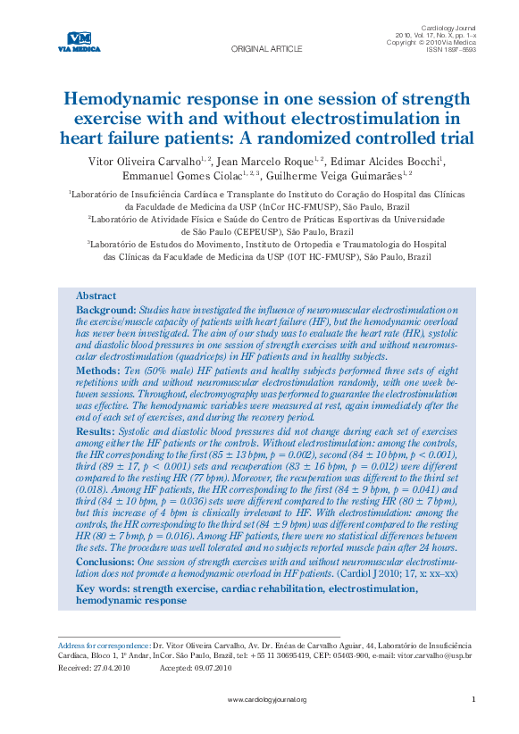 (PDF) Hemodynamic response in one session of strength exercise with and ...