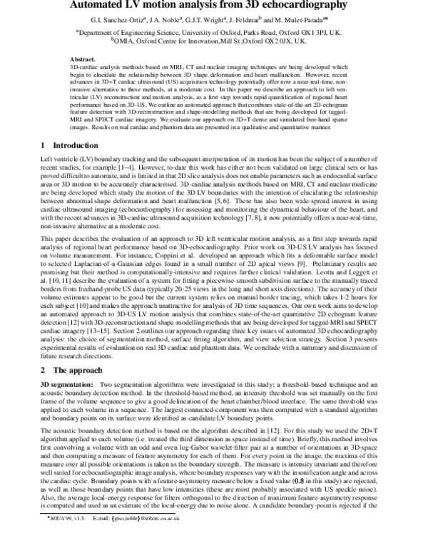 (PDF) Automated LV motion analysis from 3D echocardiography