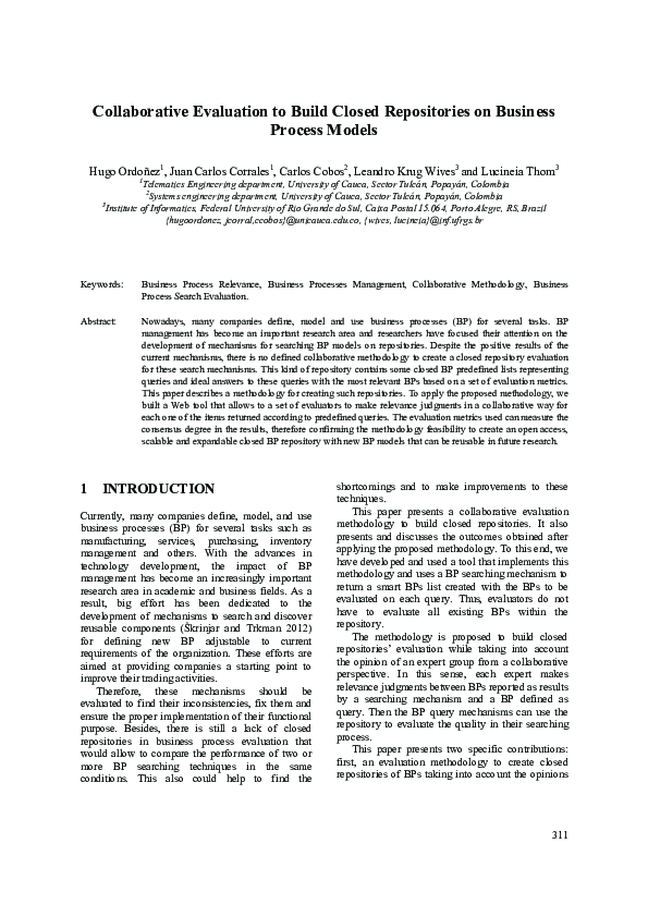 (PDF) Collaborative Evaluation to Build Closed Repositories on Business ...