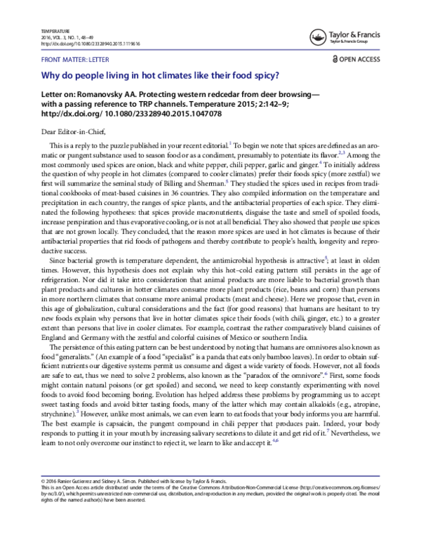 (PDF) Why do people living in hot climates like their food spicy? Ranier Gutierrez Academia.edu