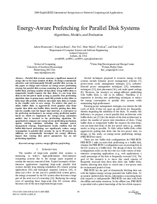 (PDF) Energy-Aware Prefetching for Parallel Disk Systems: Algorithms ...