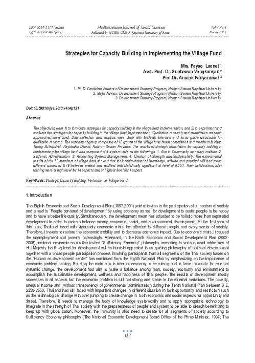 (PDF) Strategies for Capacity Building in Implementing the Village Fund