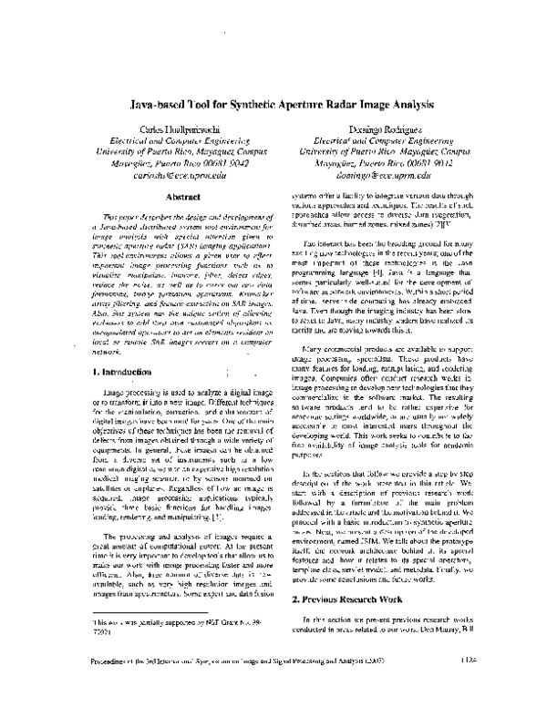 (PDF) Java-based tool for synthetic aperture radar image analysis