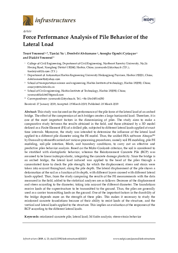 (PDF) Force Performance Analysis of Pile Behavior of the Lateral Load