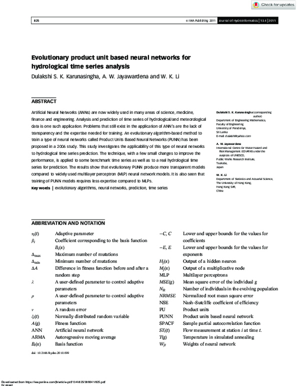 (PDF) Evolutionary product unit based neural networks for hydrological ...