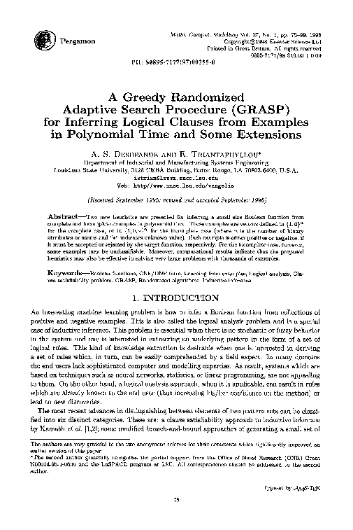 (PDF) A Greedy Randomized Adaptive Search Procedure (GRASP) for ...