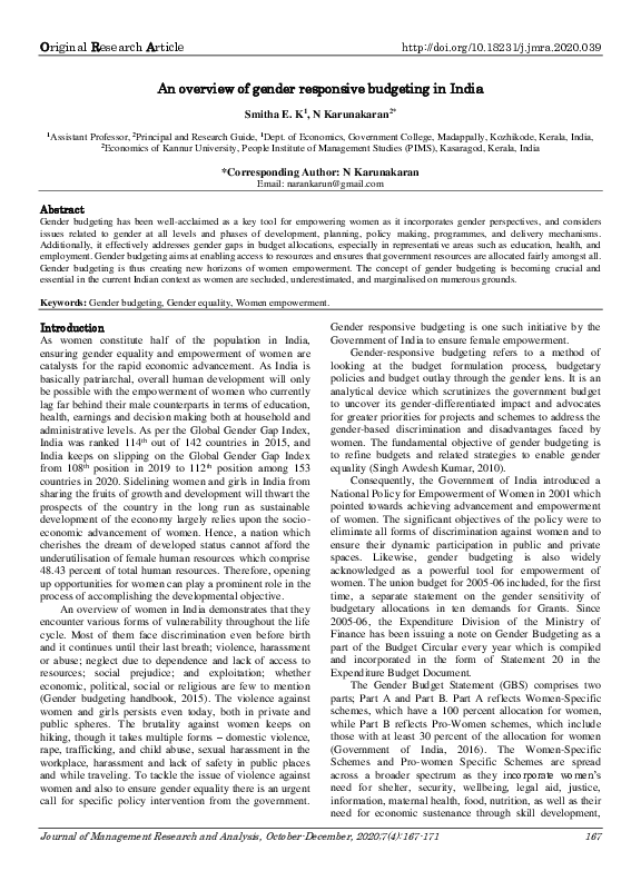(PDF) An overview of gender responsive budgeting in India