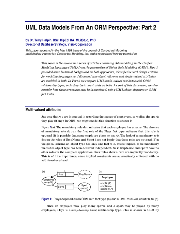 (PDF) UML Data Models From An ORM Perspective: Part 2