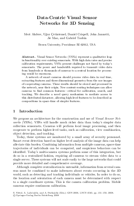 (PDF) Data-Centric Visual Sensor Networks for 3D Sensing