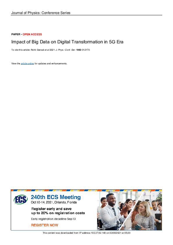 (PDF) Impact of Big Data on Digital Transformation in 5G Era