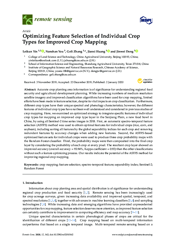 (PDF) Optimizing Feature Selection of Individual Crop Types for ...