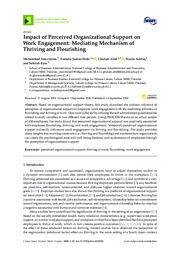 (PDF) Impact of Perceived Organizational Support on Work Engagement ...