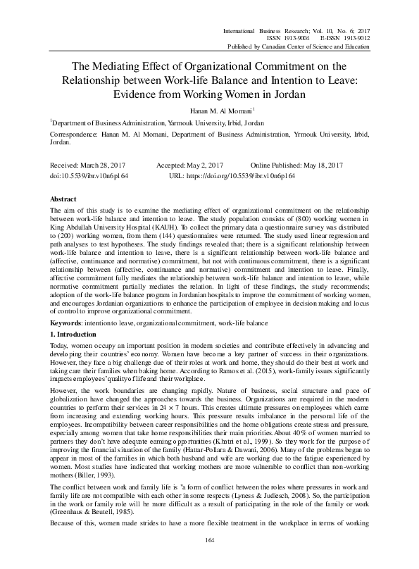 (PDF) The Mediating Effect of Organizational Commitment in the ...