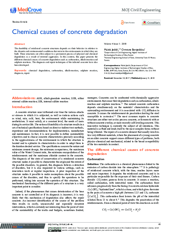 (PDF) Chemical causes of concrete degradation