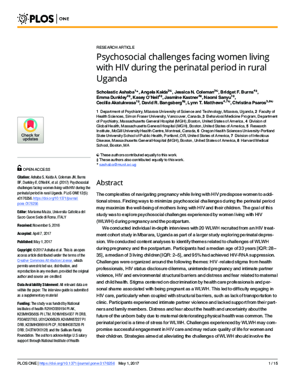 (PDF) Psychosocial challenges facing women living with HIV during the ...