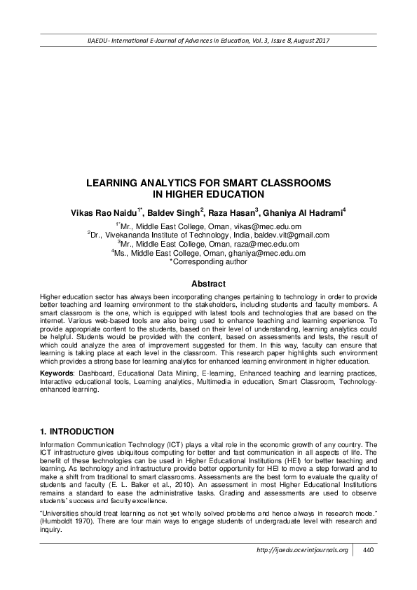 (PDF) Learning Analytics for Smart Classrooms in Higher Education