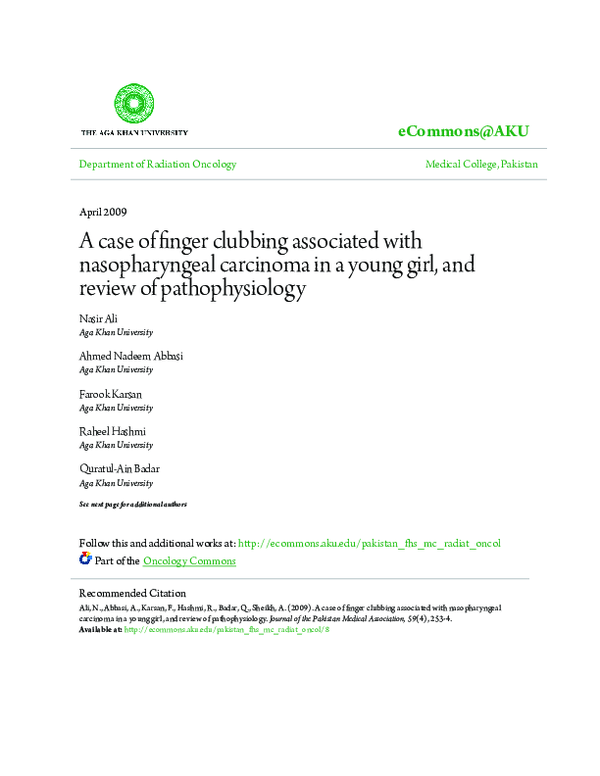 (PDF) A case of finger clubbing associated with nasopharyngeal ...