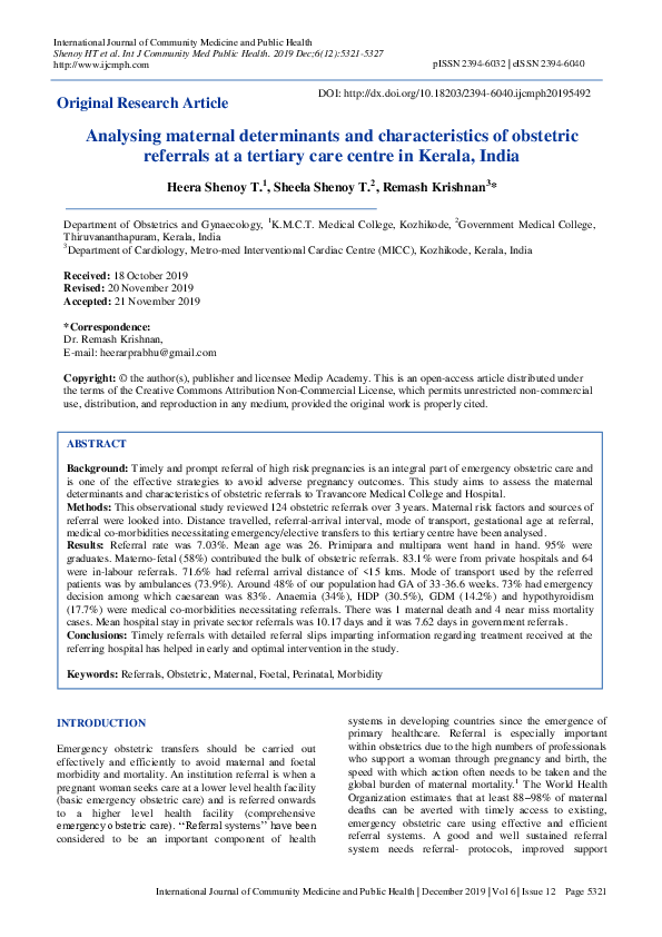 (PDF) Analysing maternal determinants and characteristics of obstetric