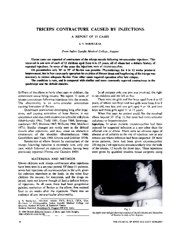(PDF) Triceps contracture caused by injections. A report of 11 cases
