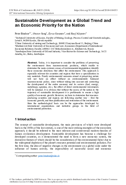 (PDF) Sustainable Development as a Global Trend and an Economic ...